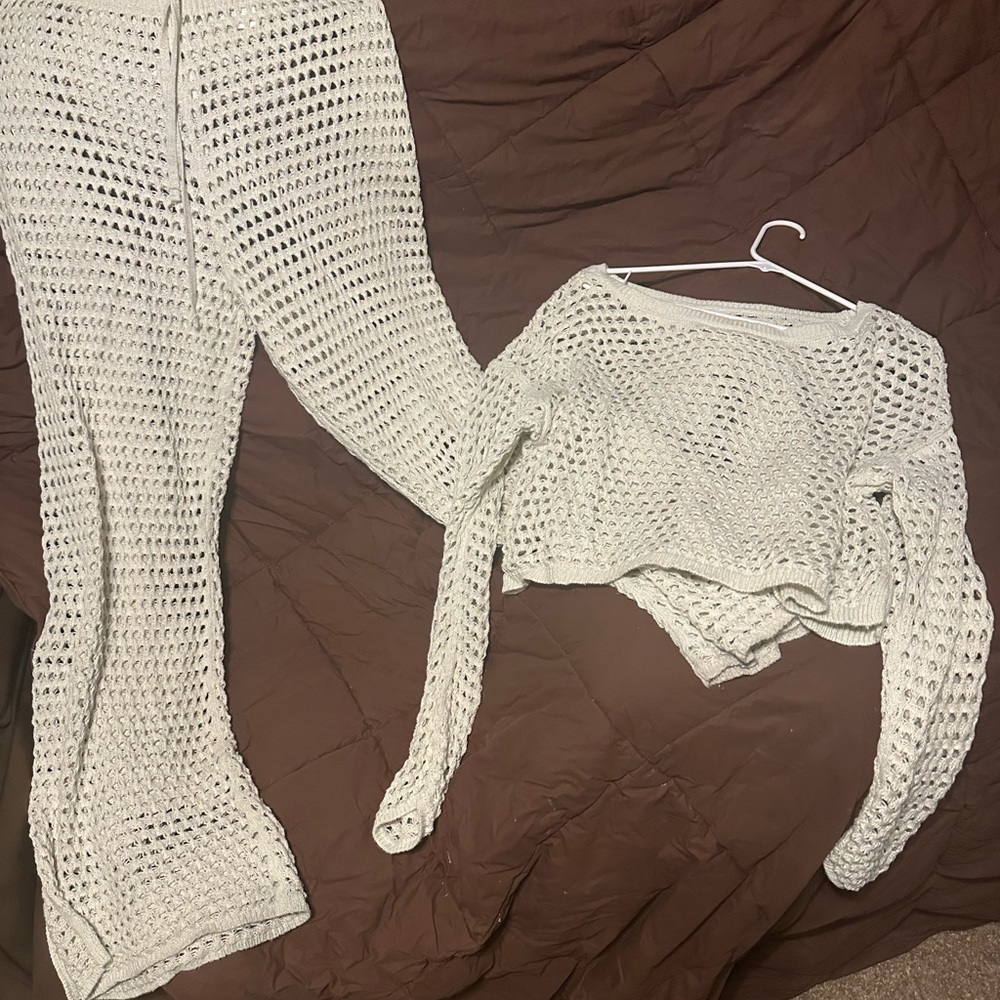 Aerie White Knit Sweater Set